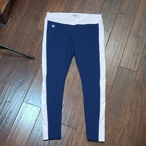 Lily Grace Navy Blue Leggings with Pink & White Stripe Detail size XL